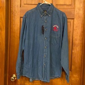 Boston Red Sox Denim Chambray Shirt Sz L